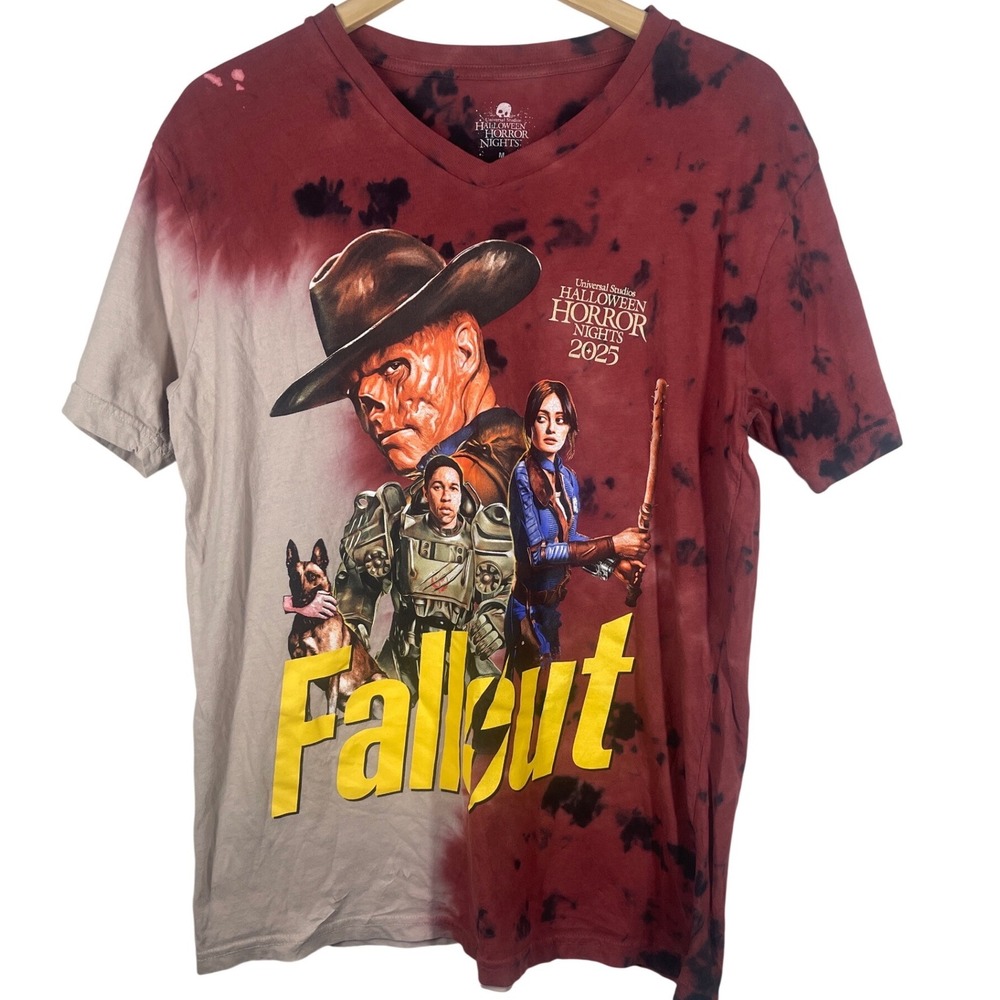 Universal Studios Halloween Horror Nights 2025 Fallout Tie Dye V-Neck Shirt M